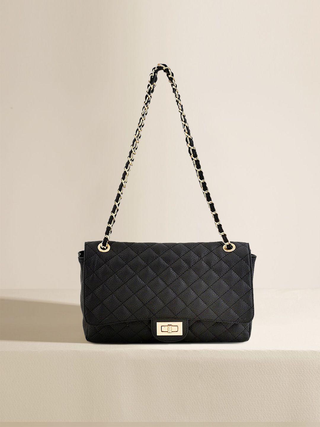 lychee bags black textured handheld bag