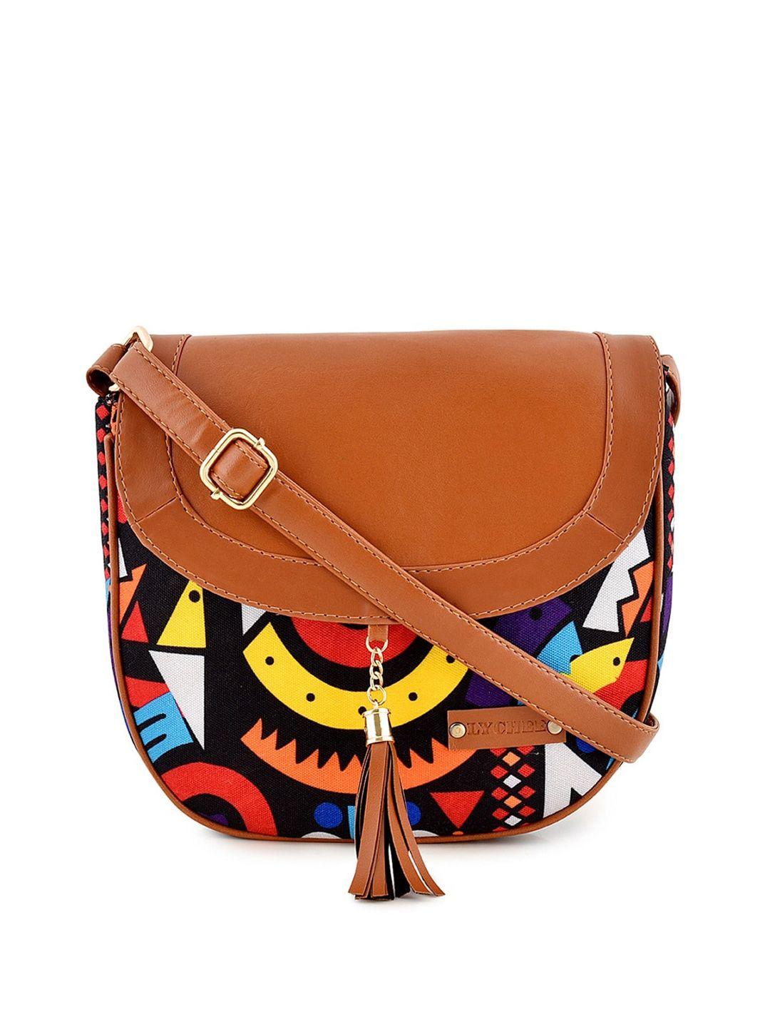 lychee bags graphic printed structured sling bag