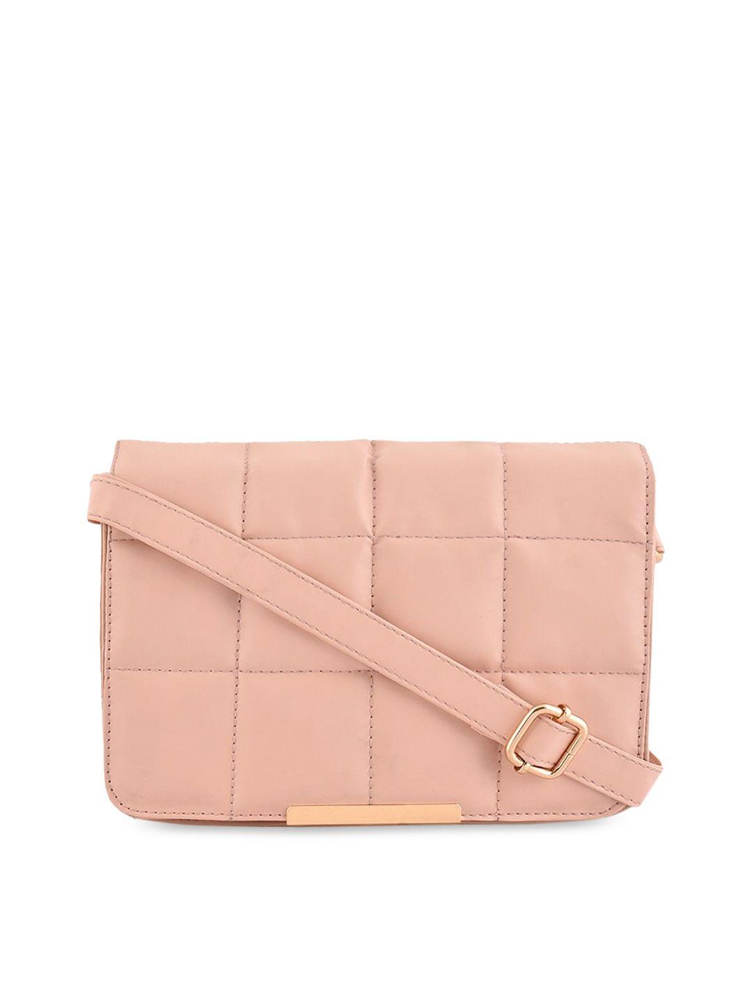 lychee bags pink textured pu structured sling bag with quilted