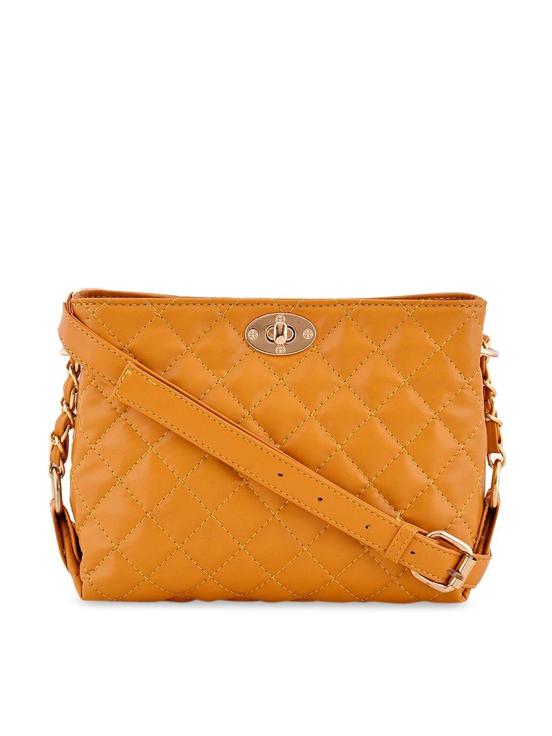 lychee bags women mustard structured sling bag with quilted