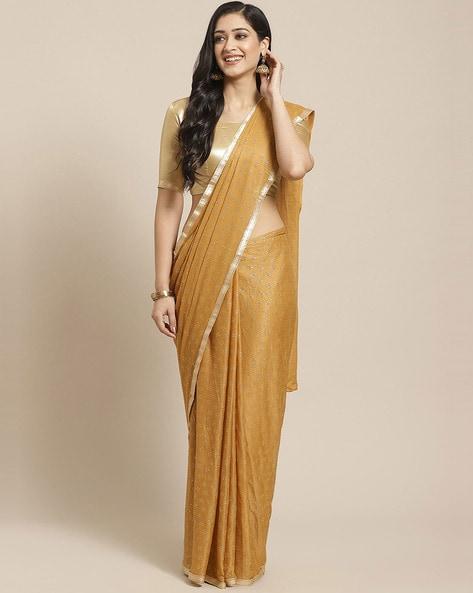 lycra embellished saree with unstitched blouse