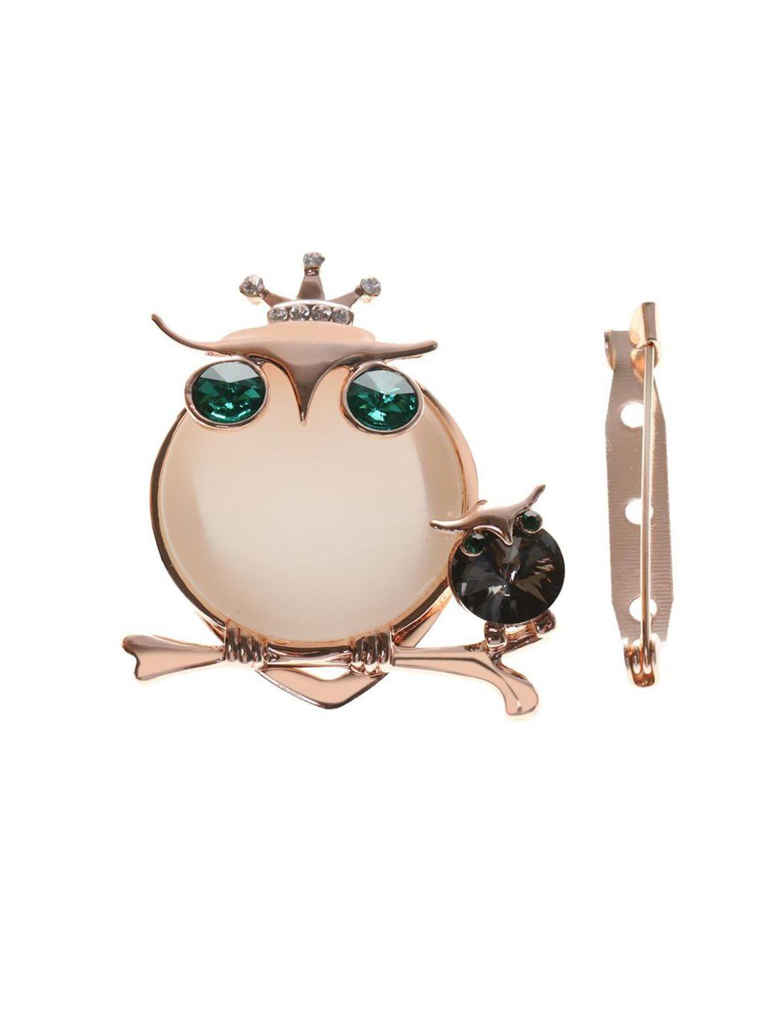 lyla women owl charm stone studded minimal brooch