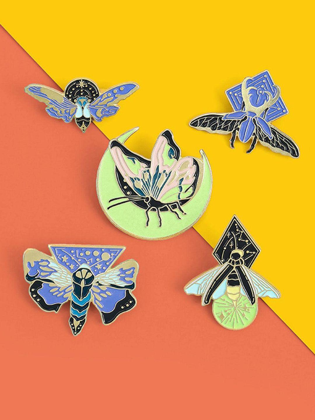 lyla women pack of 5 insect-charm minimal brooches