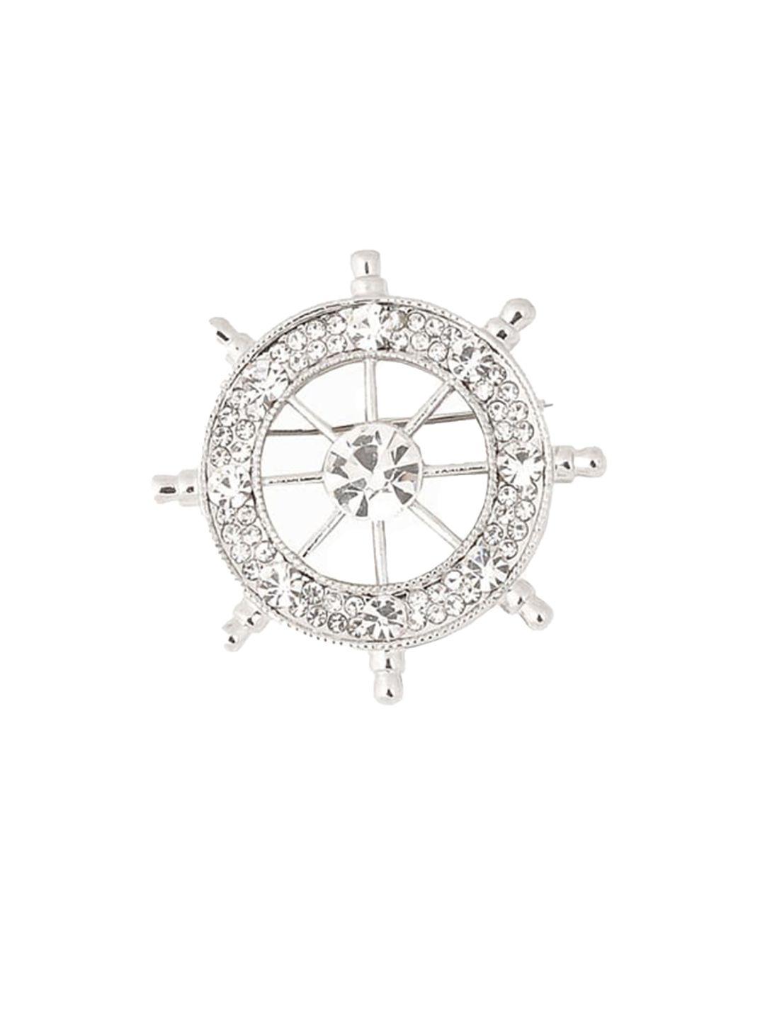 lyla women round rudder-charm stone studded minimal brooch