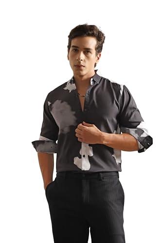 lymio casual shirt for men|| shirt for men|| men stylish shirt || men printed shirt || men long slevee shirt (d-10-24) (2xl, black)