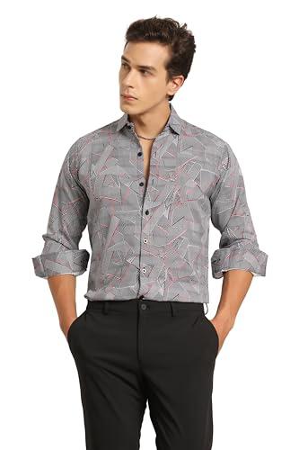 lymio casual shirt for men|| shirt for men|| men stylish shirt || men printed shirt || men long slevee shirt (d-14-15) (m, grey)