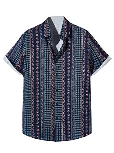 lymio casual shirt for men|| shirt for men|| men stylish shirt || men printed shirt (geo) (m, dark blue)