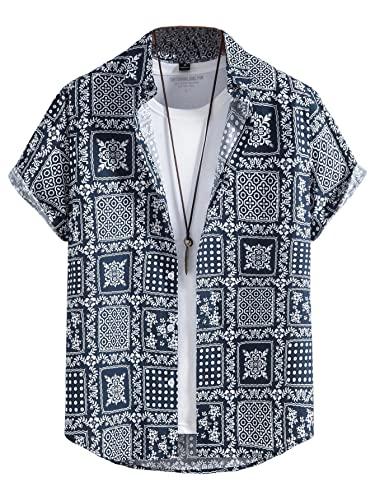 lymio casual shirt for men|| shirt for men|| men stylish shirt || men printed shirt (geo-blue-s)