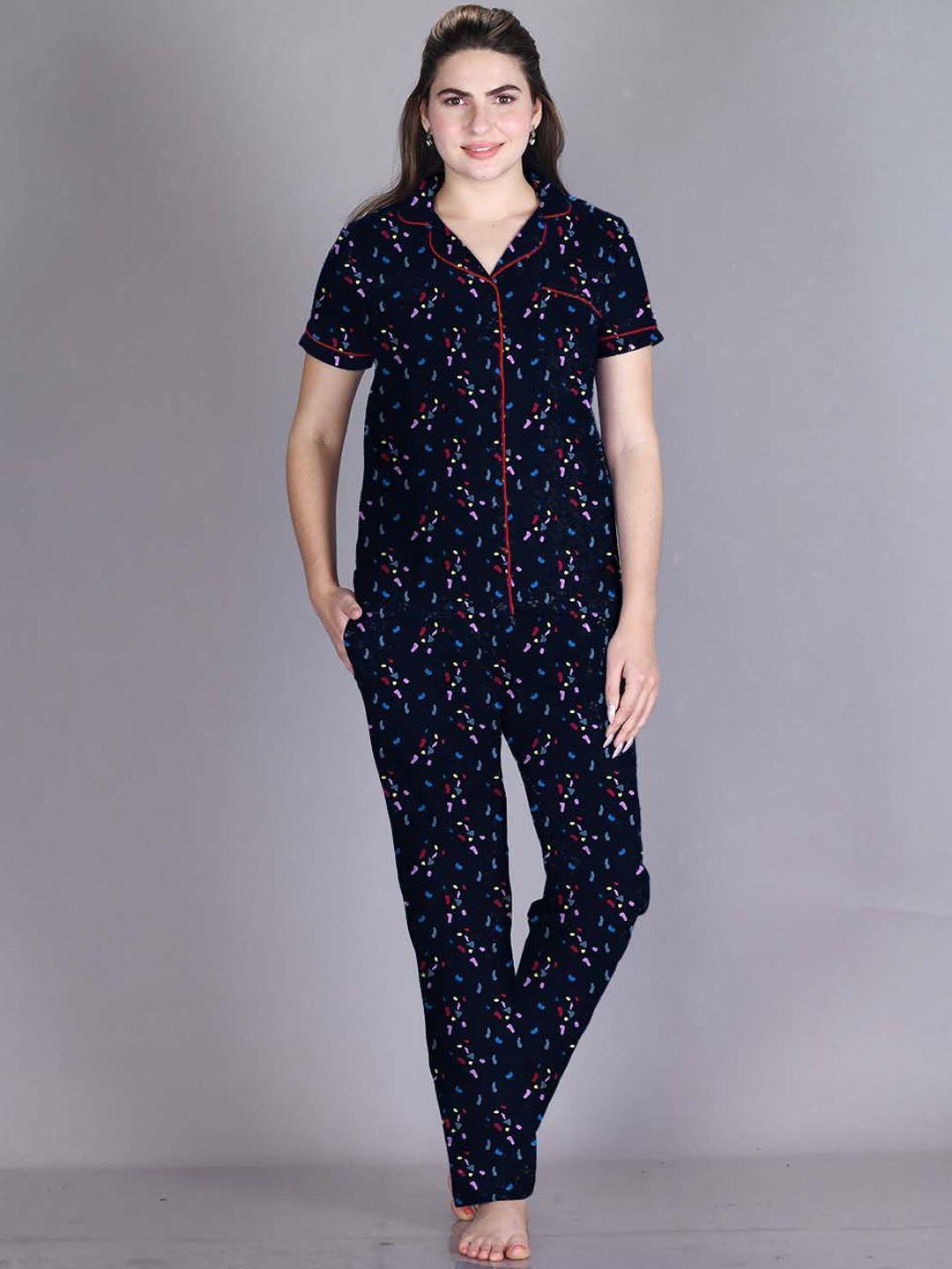 lyra abstract printed pure cotton night suit