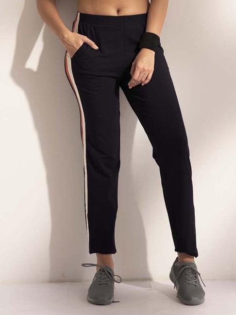 lyra black cotton sports track pants