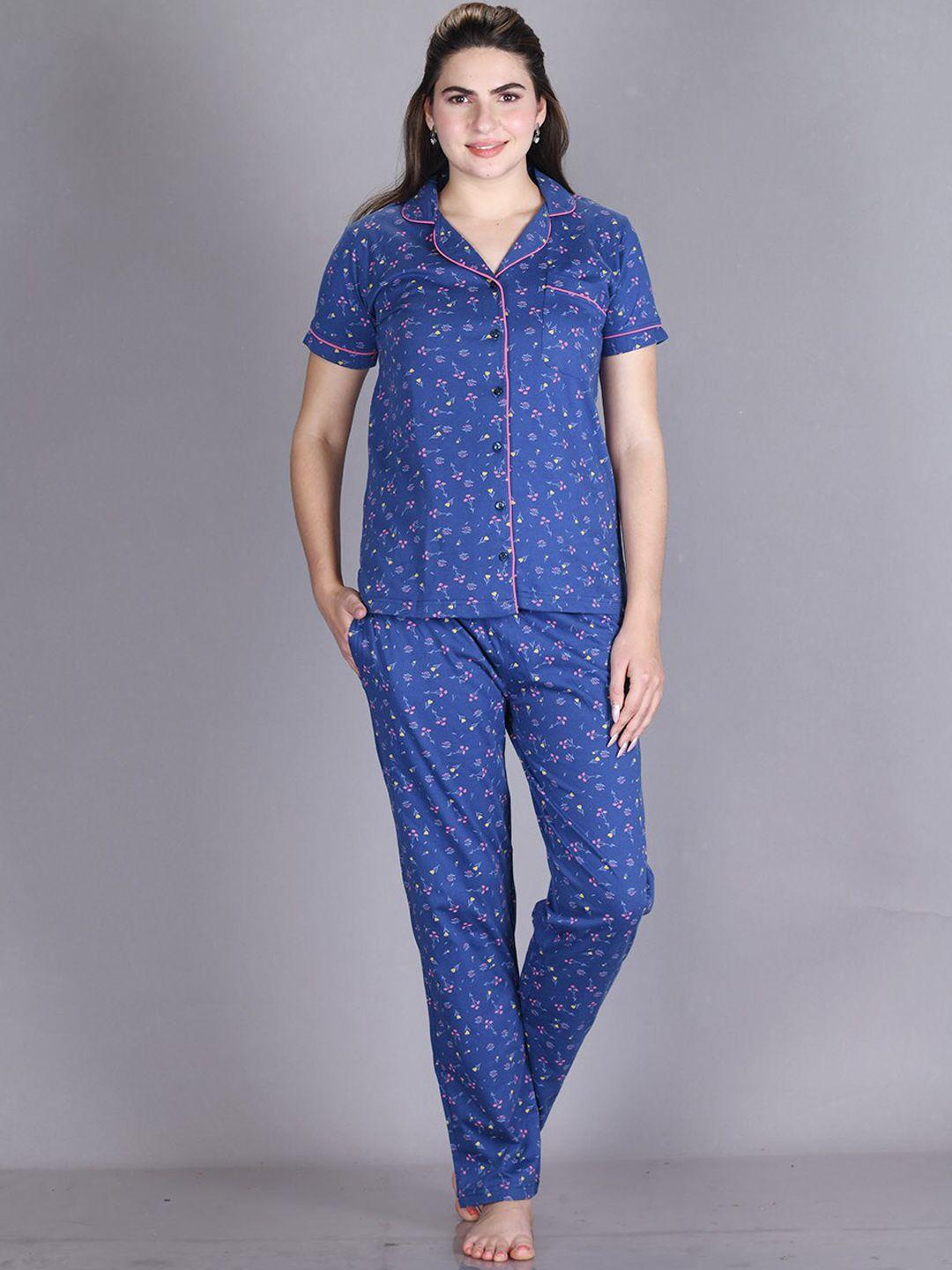 lyra floral printed pure cotton night suit