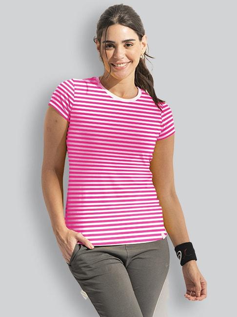 lyra fuchsia cotton striped t-shirt