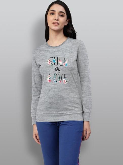 lyra grey cotton printed sweatshirt