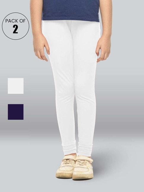 lyra kids blue & white skinny fit leggings (pack of 2)