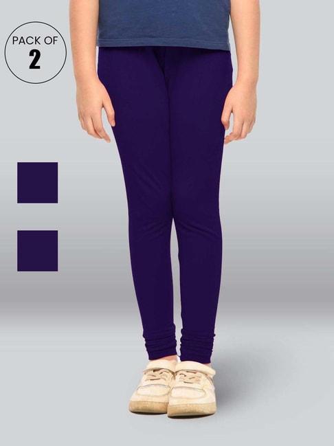 lyra kids blue skinny fit leggings (pack of 2)