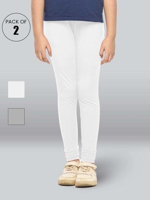 lyra kids grey & white skinny fit leggings (pack of 2)