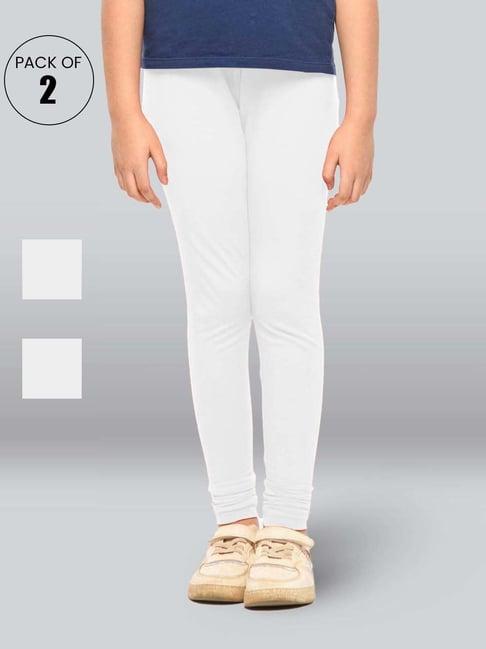 lyra kids white skinny fit leggings (pack of 2)