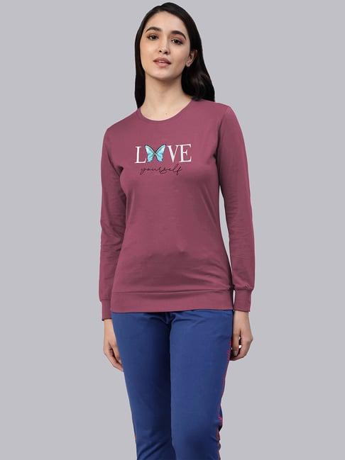 lyra mauve cotton printed sweatshirt
