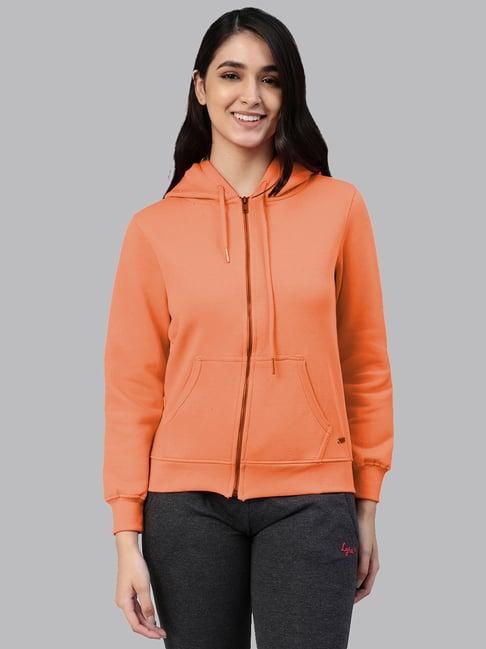 lyra orange cotton hooded sweatshirt