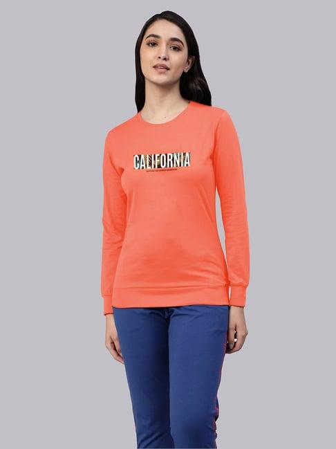 lyra orange cotton printed sweatshirt