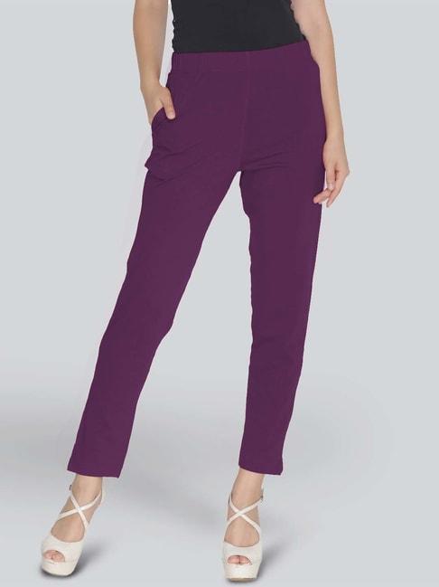 lyra purple cotton ankle length leggings