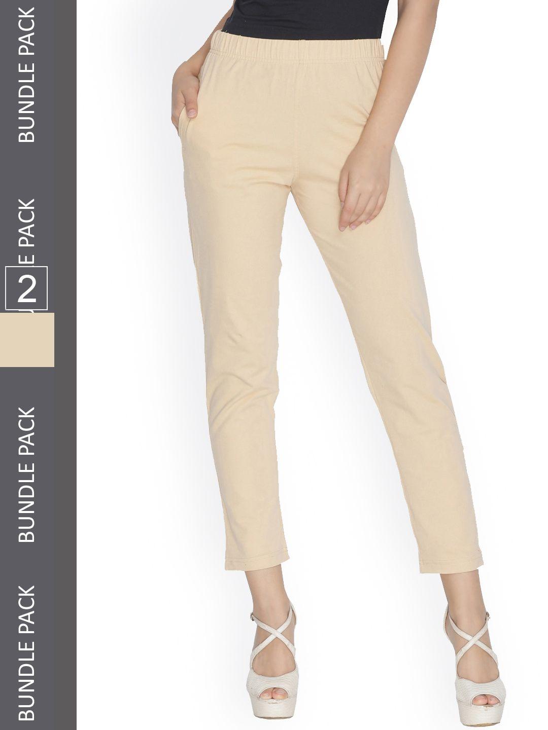 lyra women beige smart trousers