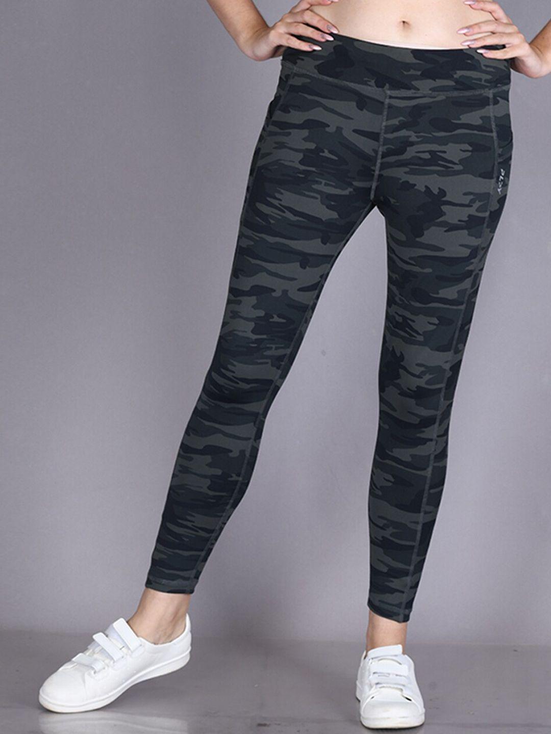 lyra women camouflage printed slim-fit rapid-dry gym tights