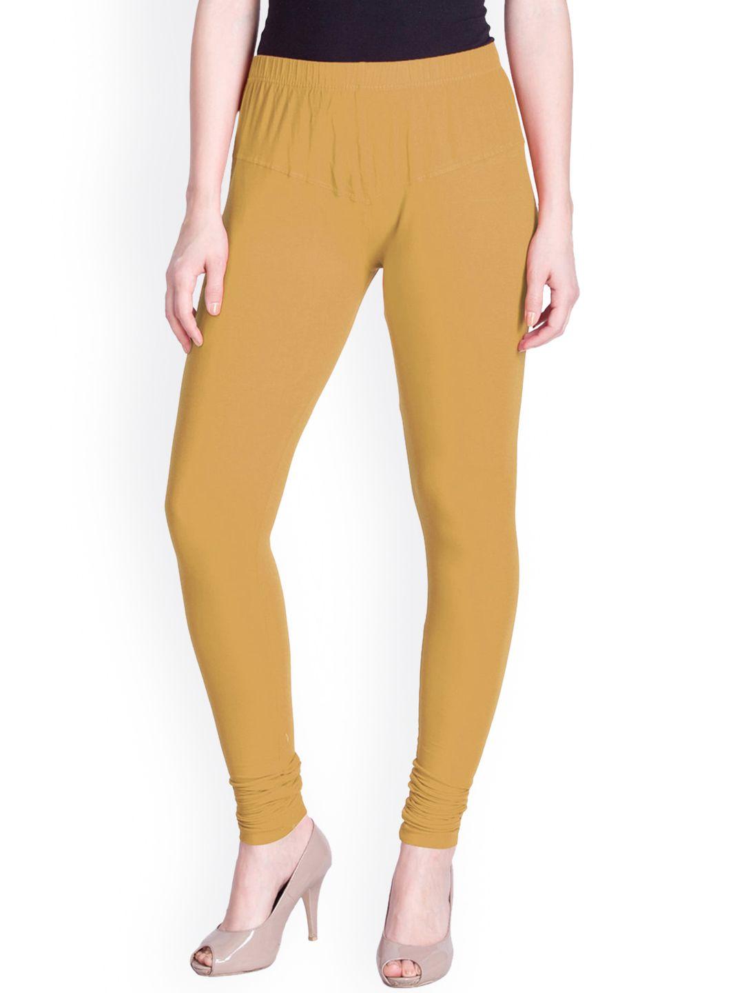 lyra women gold-toned solid churidar-length leggings