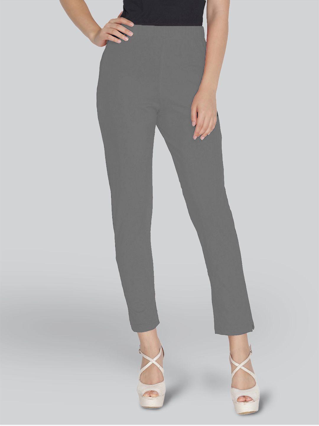 lyra women grey smart solid trouser