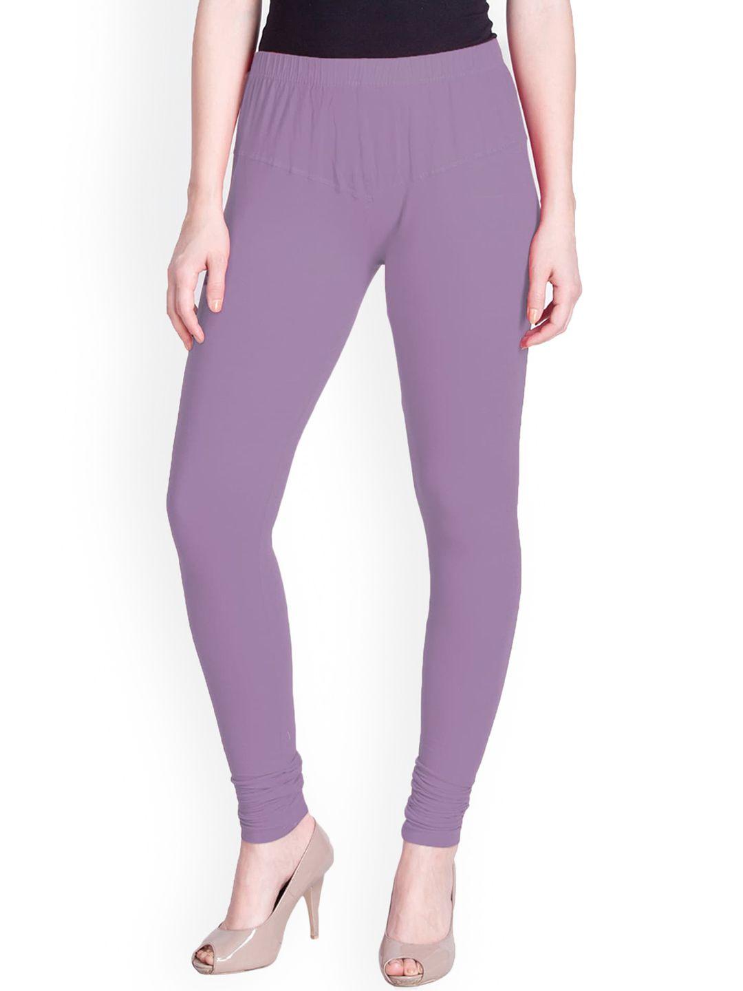 lyra women lavender coloured solid churidar length leggings