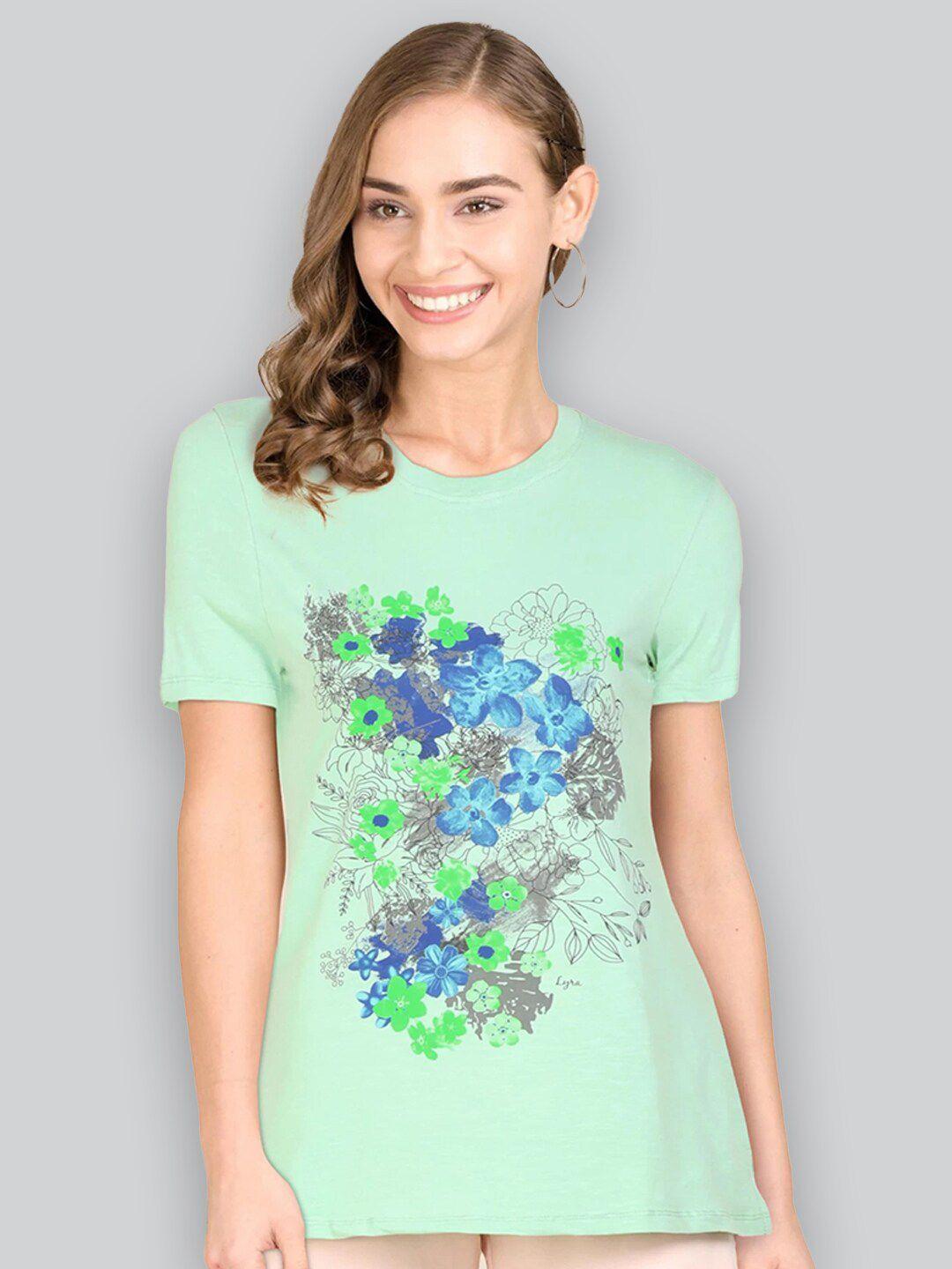lyra women multicoloured floral printed anti odour t-shirt