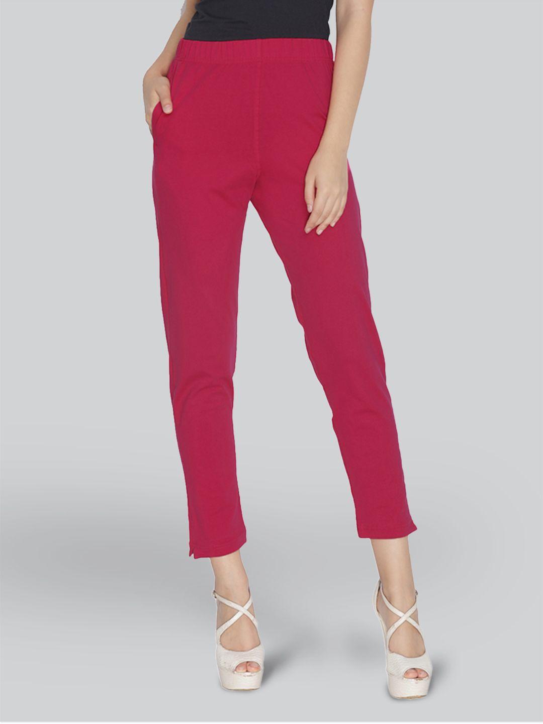 lyra women pink smart cotton trousers