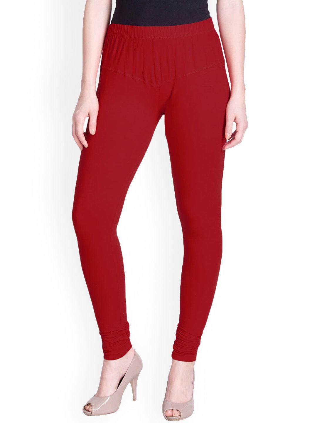 lyra women red solid churidar length leggings