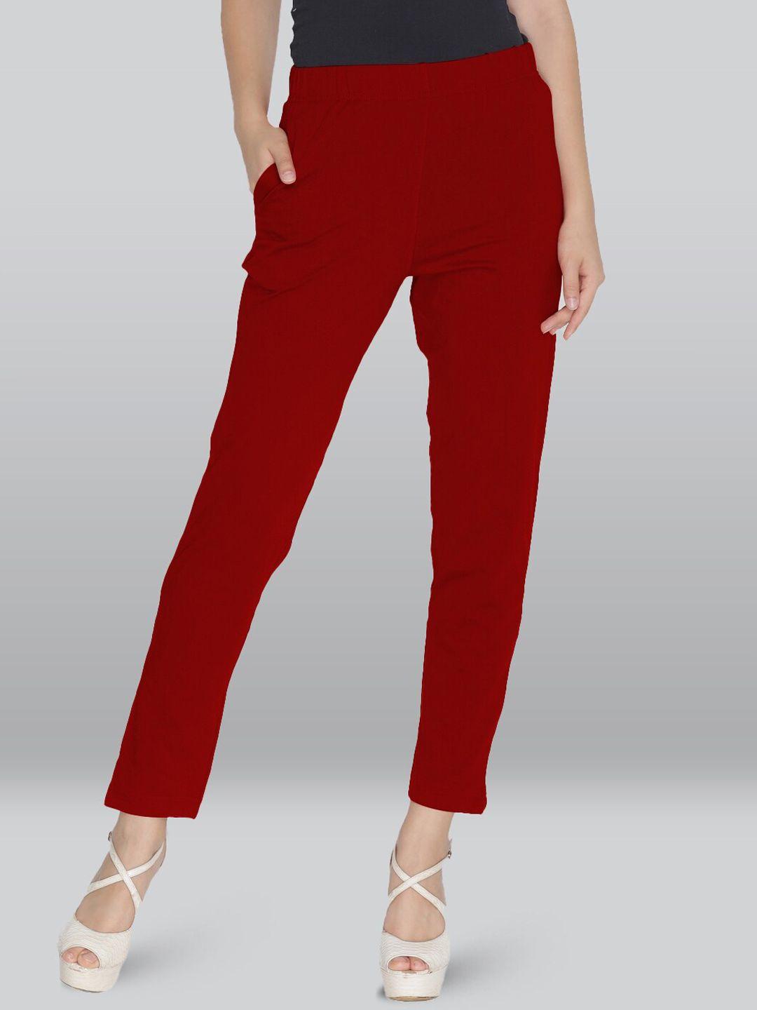 lyra women smart slim fit cotton high-rise trousers