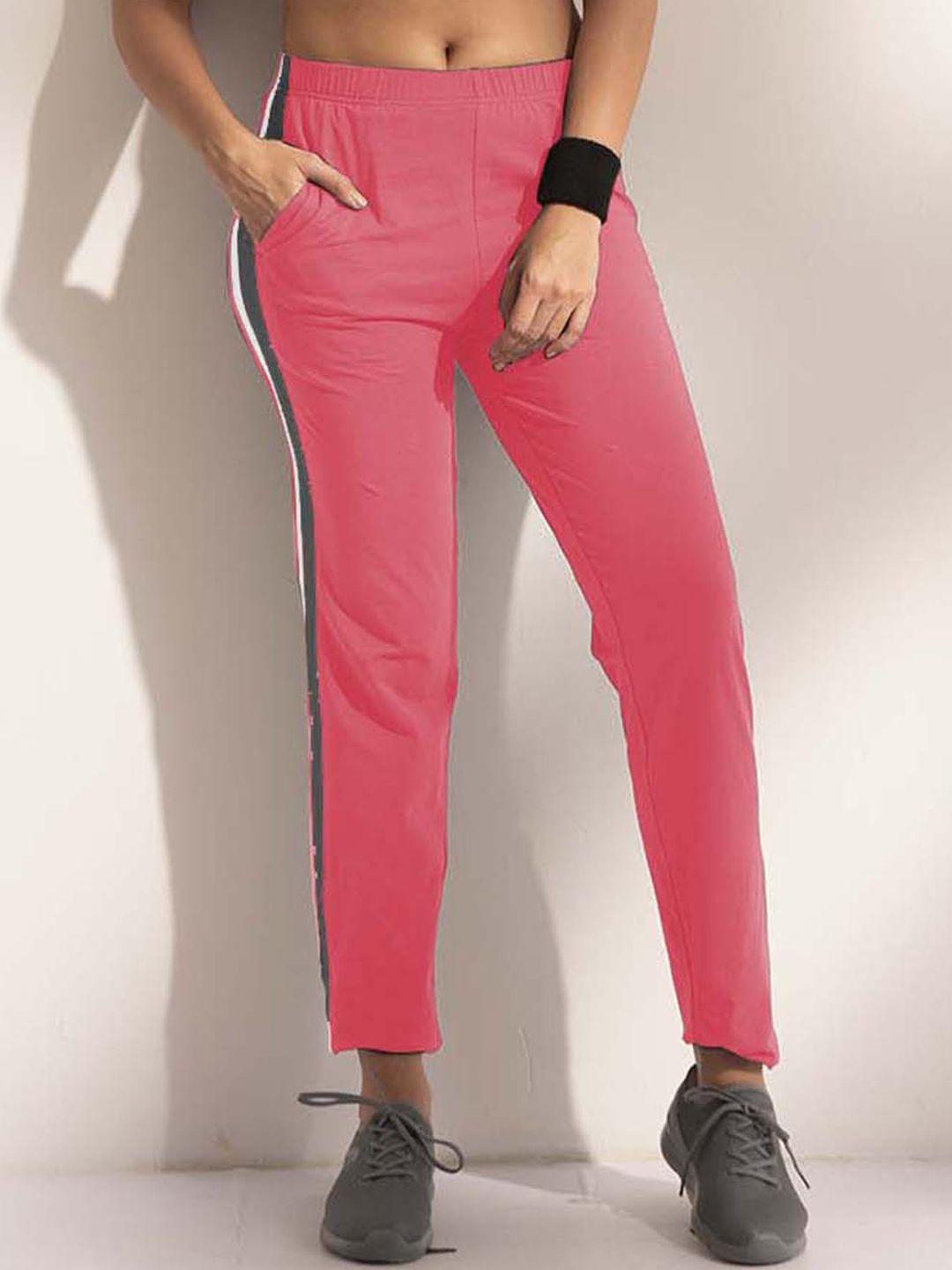 lyra women striped detail relaxed fit cotton track pants with anti odour technology