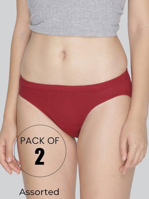 lyra assorted color cotton bikini panties - pack of 2