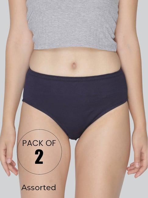 lyra assorted color cotton hipster panties - pack of 2