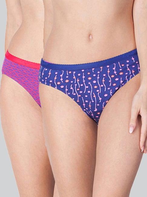 lyra assorted color cotton printed hipster panties - pack of 2