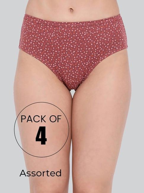 lyra assorted color cotton printed hipster panties - pack of 4