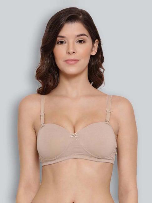 lyra beige cotton seamless bra