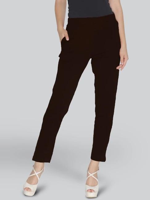 lyra brown cotton ankle length pants