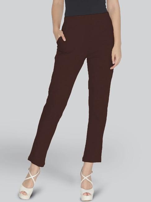 lyra brown cotton ankle length pants