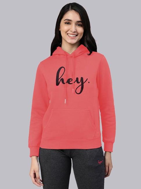 lyra coral cotton printed hoodie