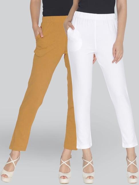 lyra golden & white cotton leggings - pack of 2
