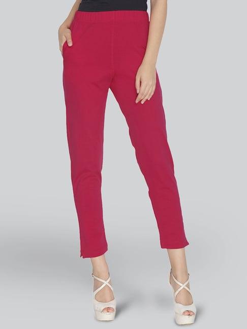 lyra hot pink cotton ankle length pants