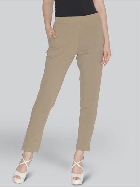 lyra khaki cotton ankle length pants