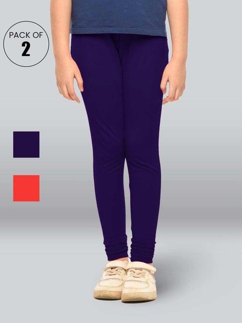 lyra kids blue & red skinny fit leggings (pack of 2)