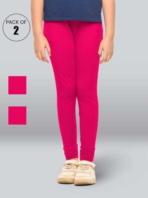 lyra kids fuchsia pink skinny fit leggings (pack of 2)