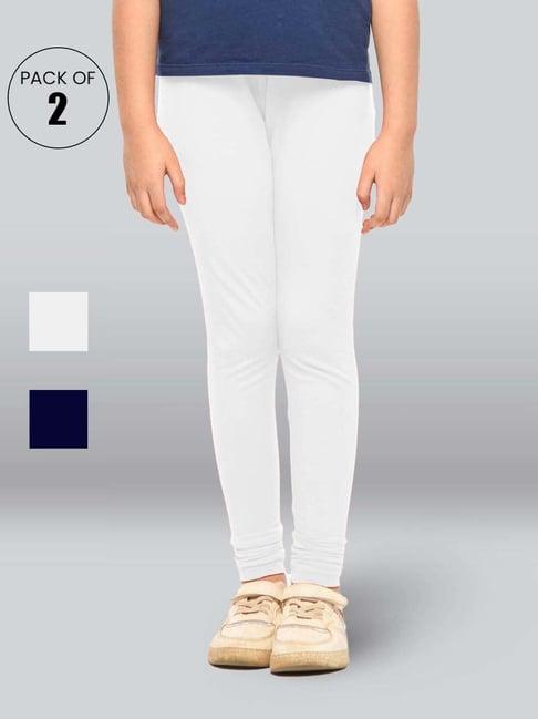 lyra kids navy & white skinny fit leggings (pack of 2)