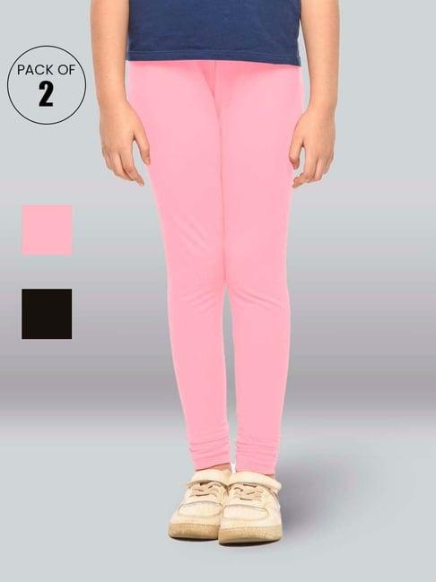 lyra kids pink & black skinny fit leggings (pack of 2)